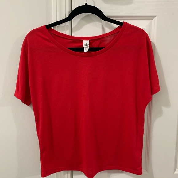 •Alo Yoga• Red Scoop Neck Open back top Sz M! - Picture 4 of 8